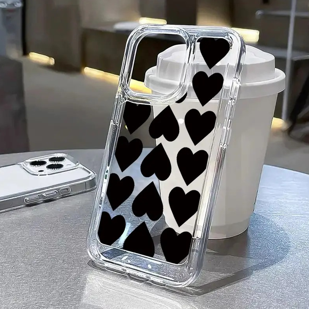 Black Hearts Clear Acrylic Case - RedPear