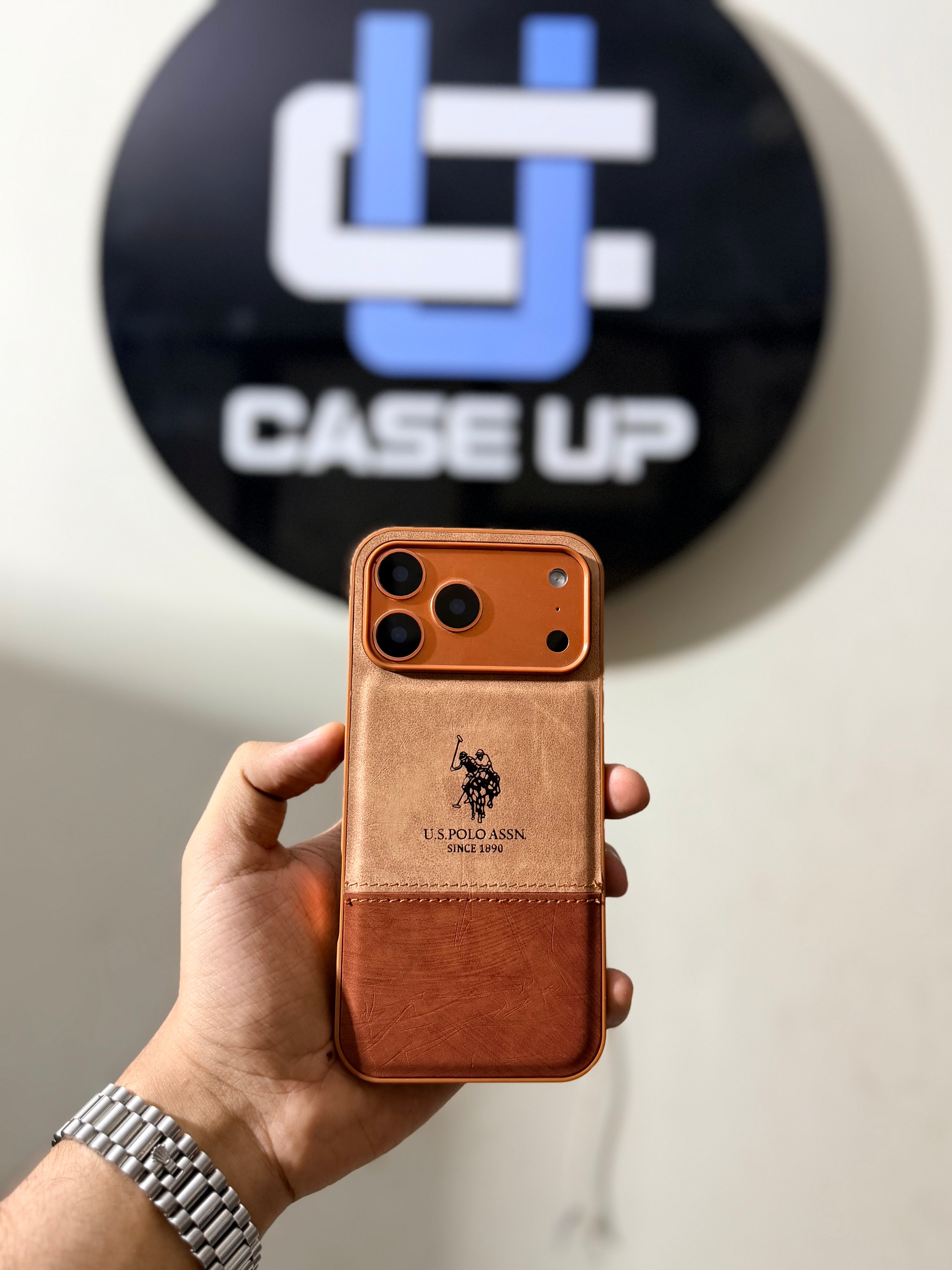 Premium Quality Suede Leather Embroidered Polo Case for iPhone