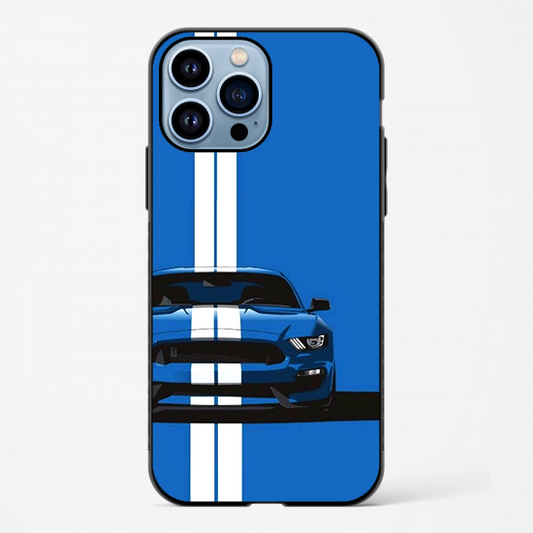 Blue car white stripes