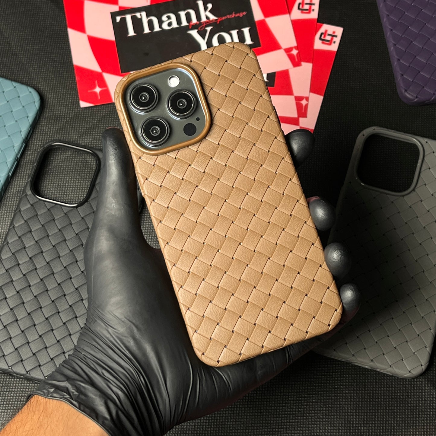 Luxury Weave Breathable Matte Woven Silicone Grid Case