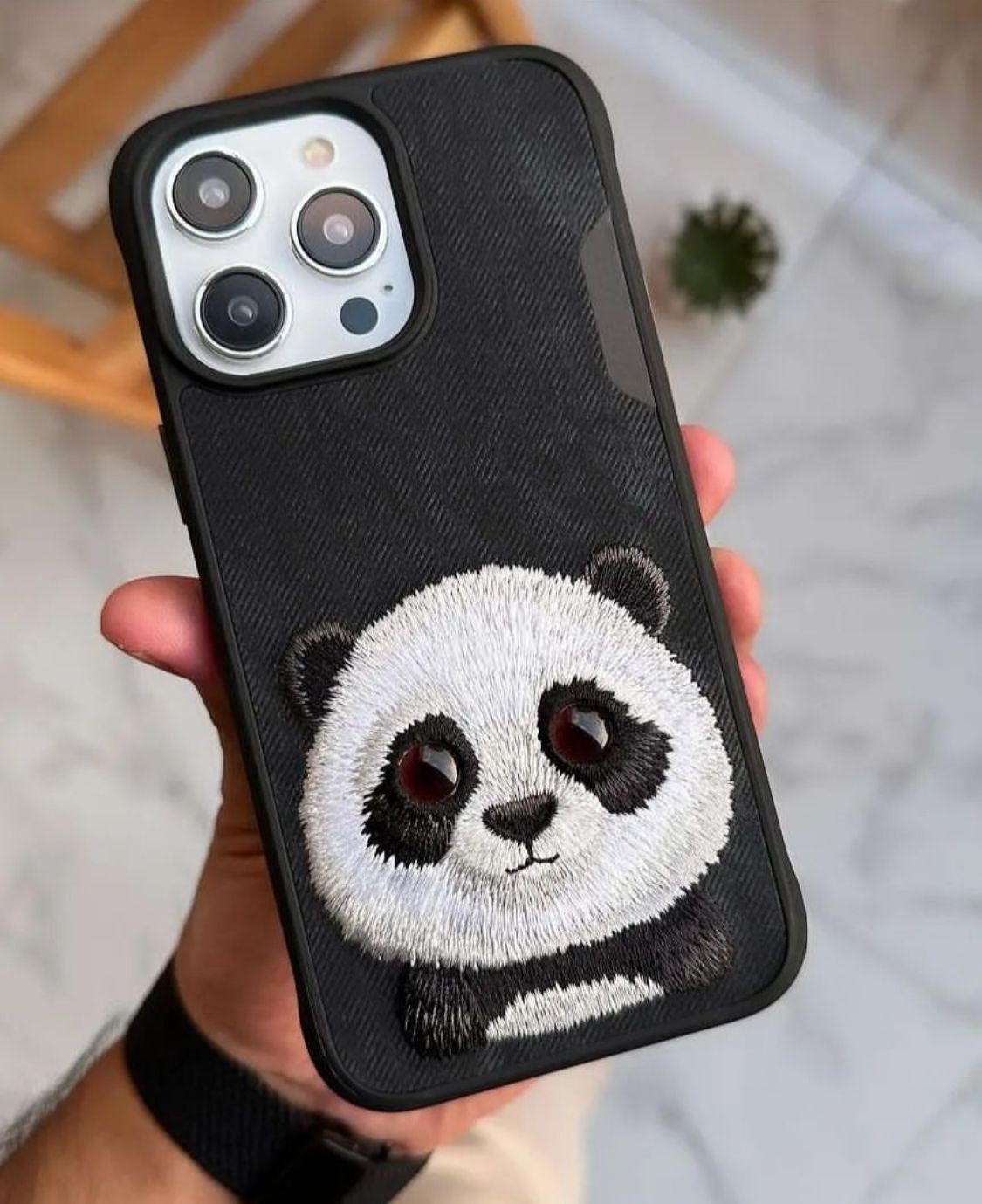 Nimmy Panda 3D Embroided Back Cover (iPhone 15 Series) - RedPear