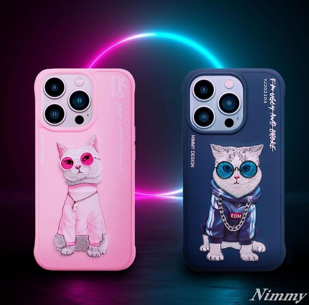 Nimmy Pink Kitty 3D Embroided Swag Cat Back Cover (iPhone 15 Series) - RedPear